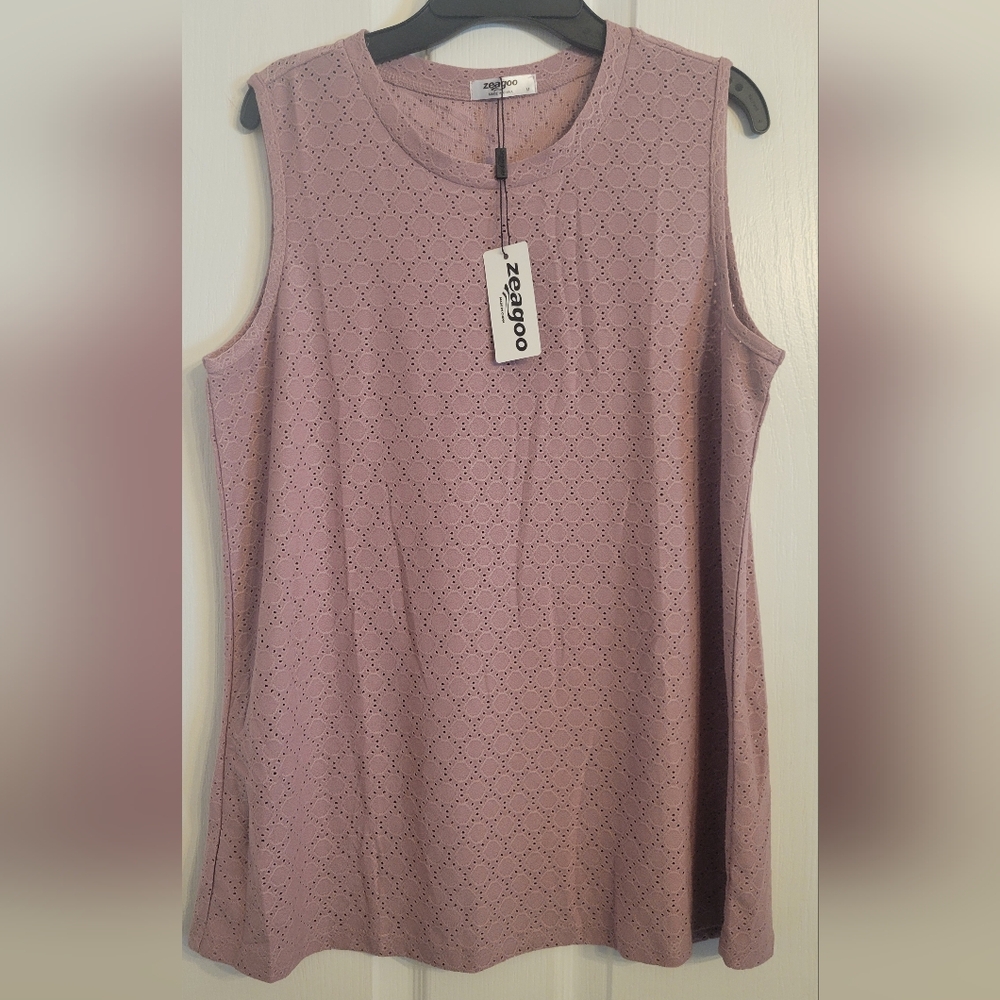 Zeagoo Women's Mauve Eyelet Tank Top